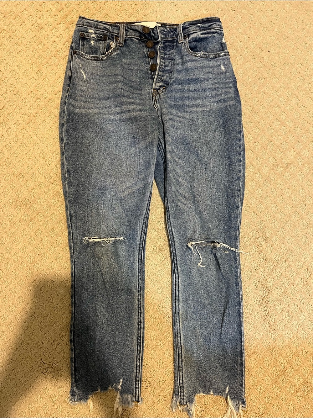 Abercrombie & Fitch High Rise Curve Love Distressed Mom Jeans
